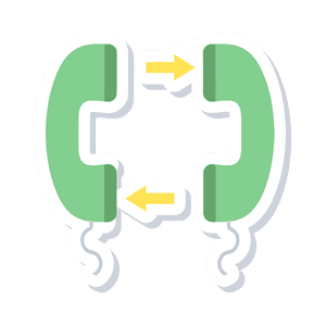 business calls, two phone receivers facing each other.