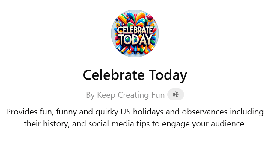 Celebrate Today Chat GPT Description.