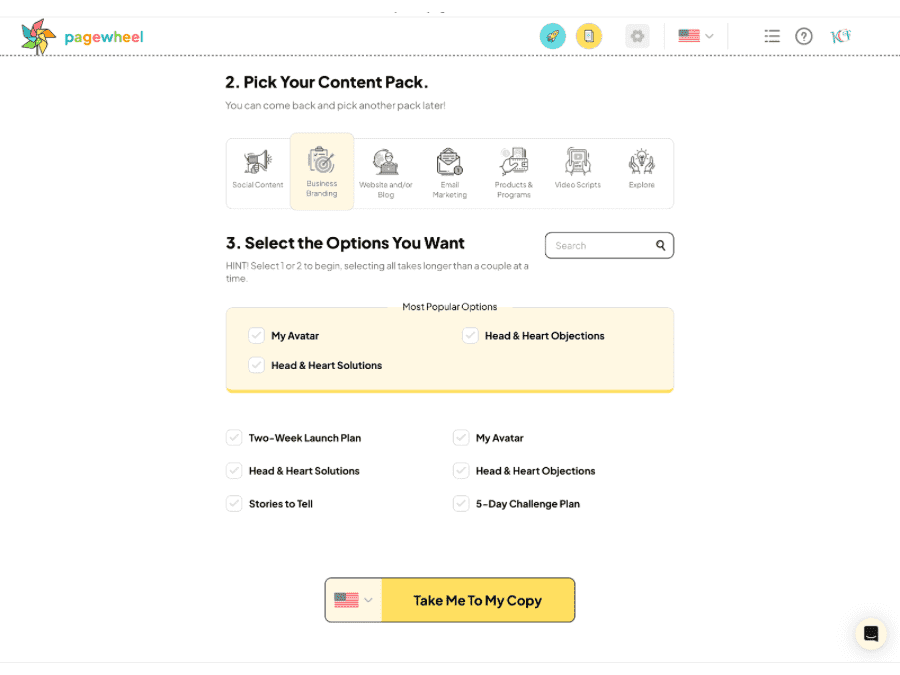 Pagewheel features screenshot